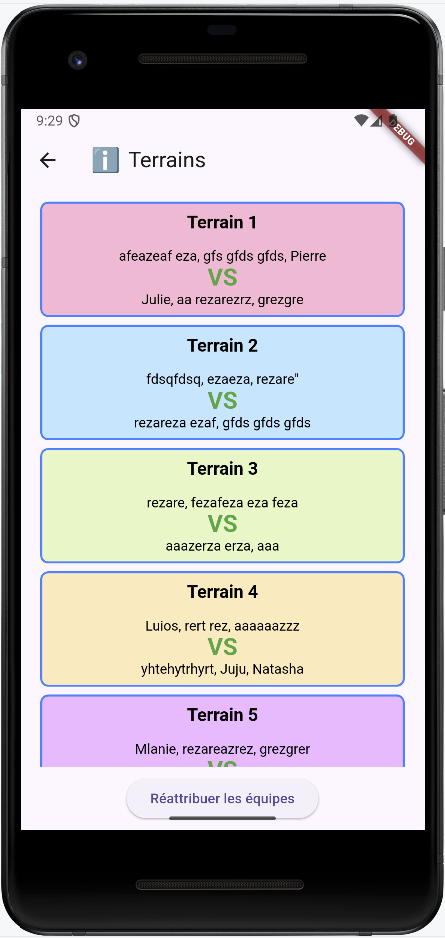 Répartition des terrains